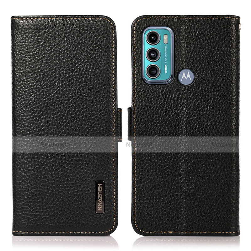 Leather Case Stands Flip Cover Holder B03H for Motorola Moto G40 Fusion Black
