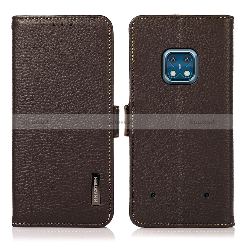 Leather Case Stands Flip Cover Holder B03H for Nokia XR20 Brown