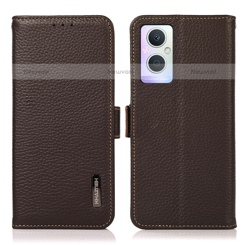 Leather Case Stands Flip Cover Holder B03H for OnePlus Nord N20 5G Brown