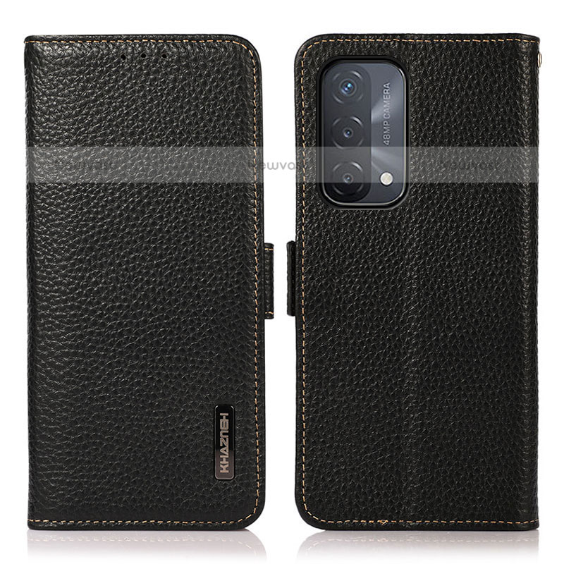 Leather Case Stands Flip Cover Holder B03H for OnePlus Nord N200 5G Black