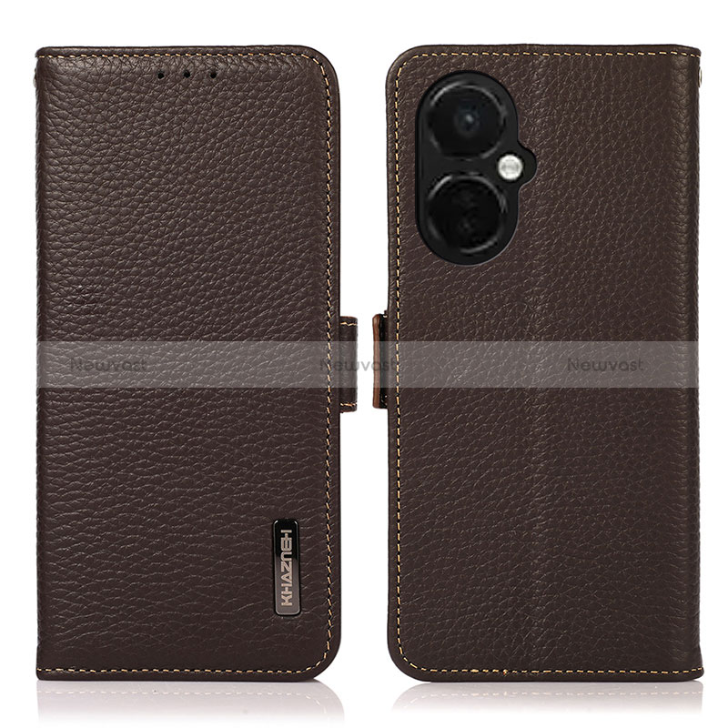 Leather Case Stands Flip Cover Holder B03H for OnePlus Nord N30 5G Brown
