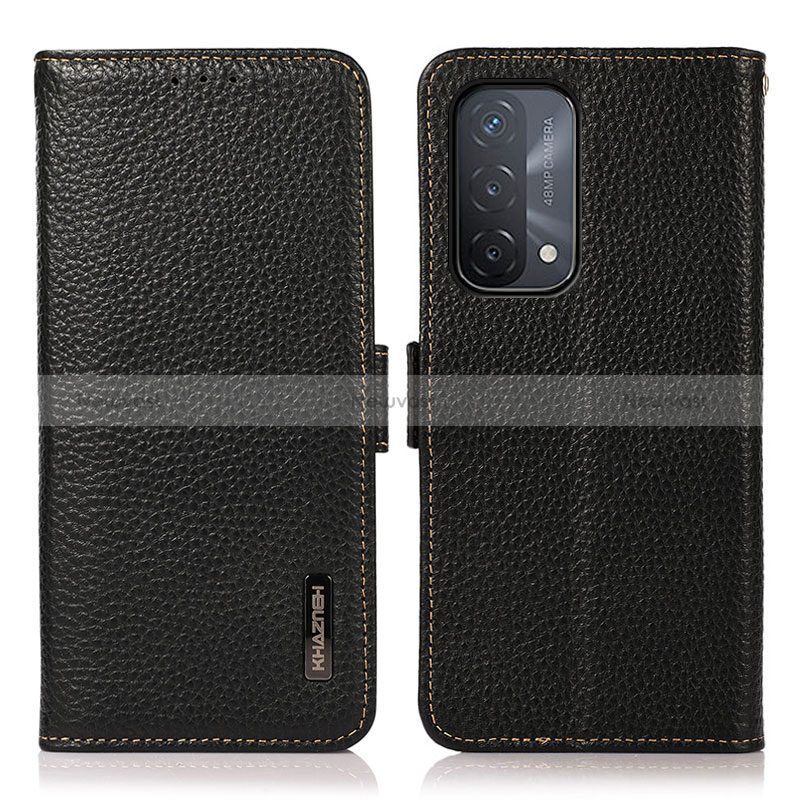 Leather Case Stands Flip Cover Holder B03H for Oppo A74 5G