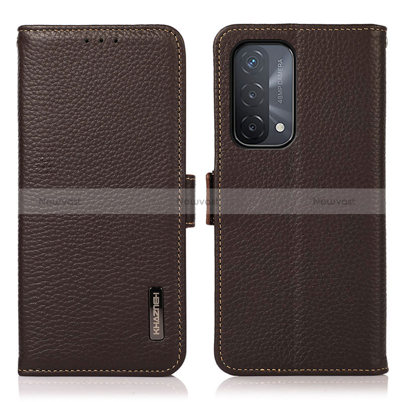 Leather Case Stands Flip Cover Holder B03H for Oppo A74 5G