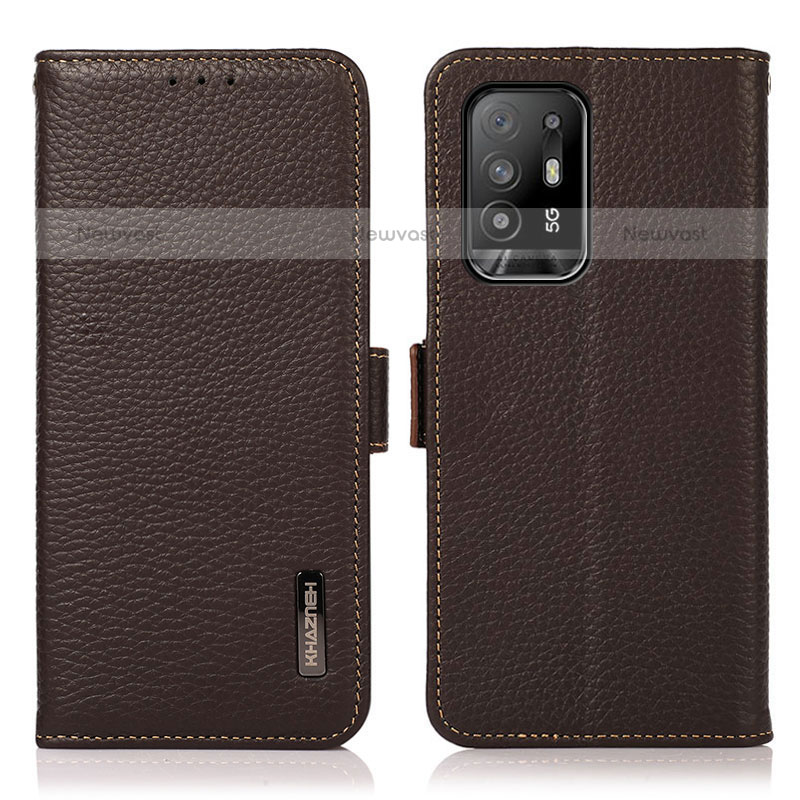 Leather Case Stands Flip Cover Holder B03H for Oppo A94 4G Brown