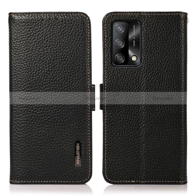 Leather Case Stands Flip Cover Holder B03H for Oppo A95 4G Black