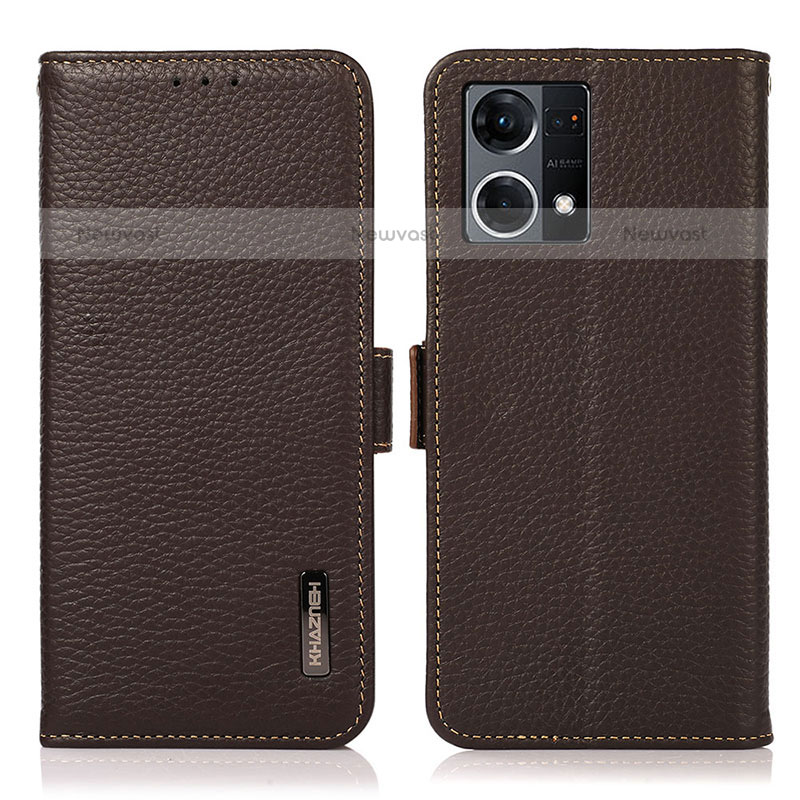 Leather Case Stands Flip Cover Holder B03H for Oppo F21s Pro 4G Brown
