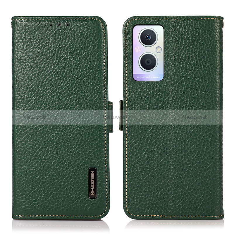 Leather Case Stands Flip Cover Holder B03H for Oppo Reno8 Lite 5G Green