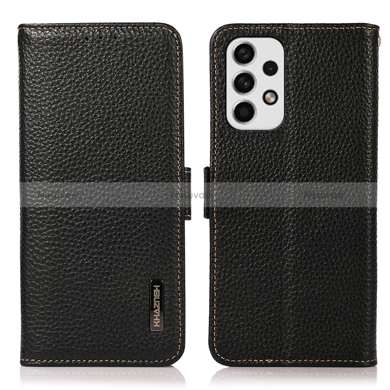 Leather Case Stands Flip Cover Holder B03H for Samsung Galaxy A23 4G Black