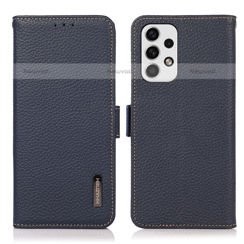 Leather Case Stands Flip Cover Holder B03H for Samsung Galaxy A23 5G Blue