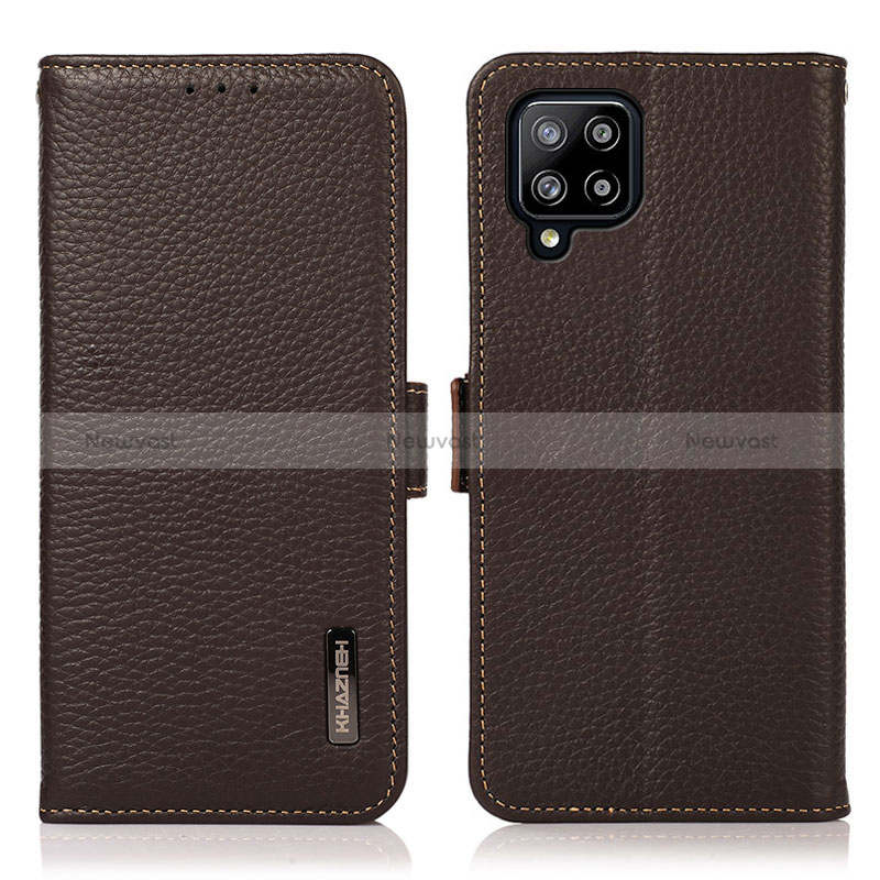 Leather Case Stands Flip Cover Holder B03H for Samsung Galaxy A42 5G Brown