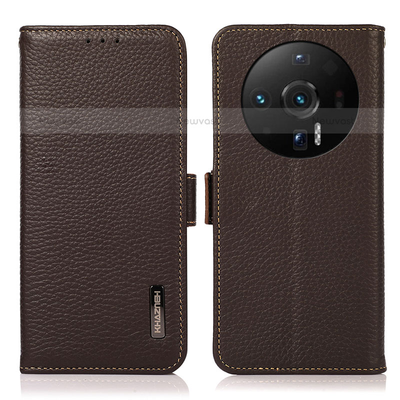 Leather Case Stands Flip Cover Holder B03H for Xiaomi Mi 12 Ultra 5G Brown