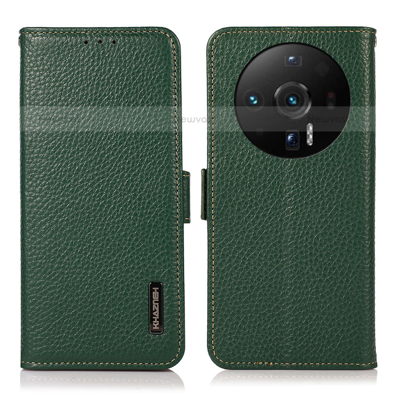 Leather Case Stands Flip Cover Holder B03H for Xiaomi Mi 12S Ultra 5G Green