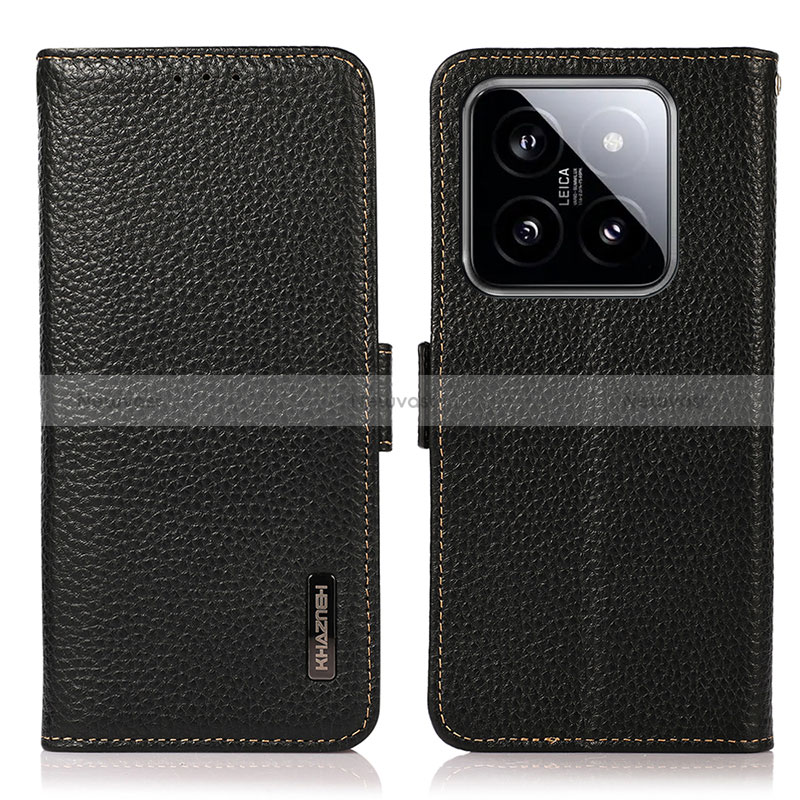 Leather Case Stands Flip Cover Holder B03H for Xiaomi Mi 14 5G Black
