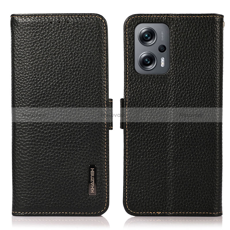 Leather Case Stands Flip Cover Holder B03H for Xiaomi Redmi Note 11T Pro+ Plus 5G Black