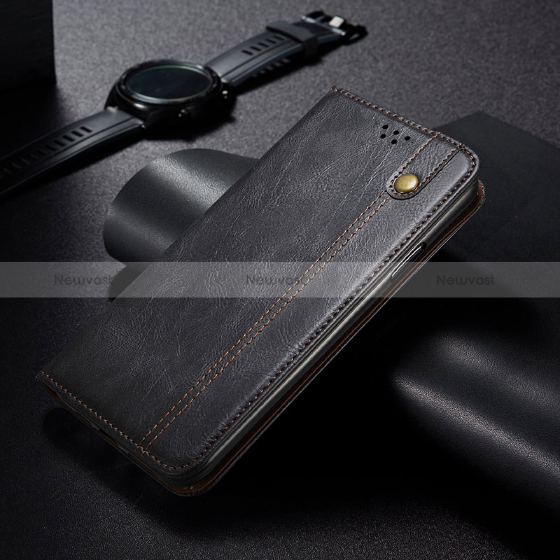 Leather Case Stands Flip Cover Holder B03S for Xiaomi Poco M3 Black