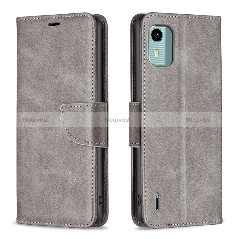 Leather Case Stands Flip Cover Holder B04F for Nokia C12