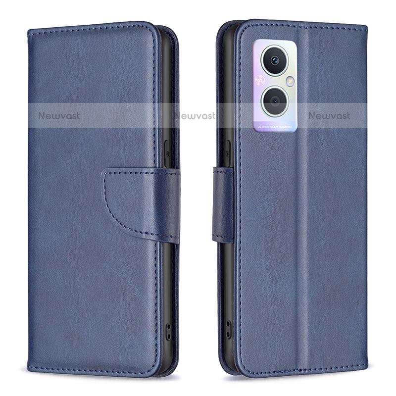 Leather Case Stands Flip Cover Holder B04F for OnePlus Nord N20 5G Blue