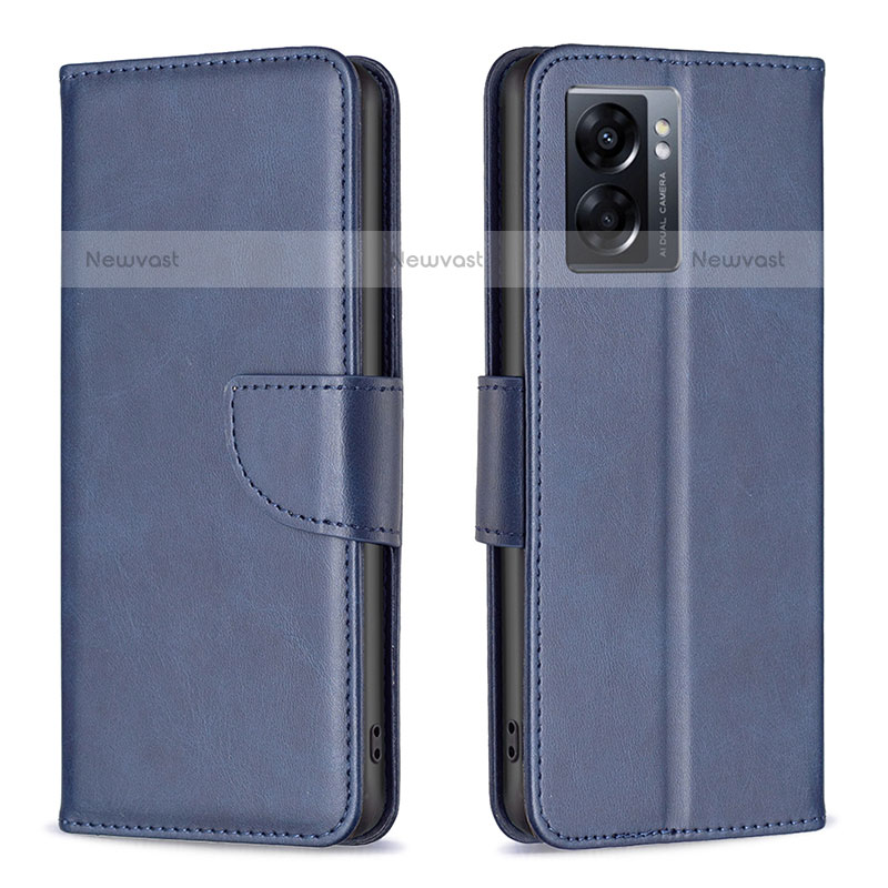 Leather Case Stands Flip Cover Holder B04F for OnePlus Nord N300 5G Blue