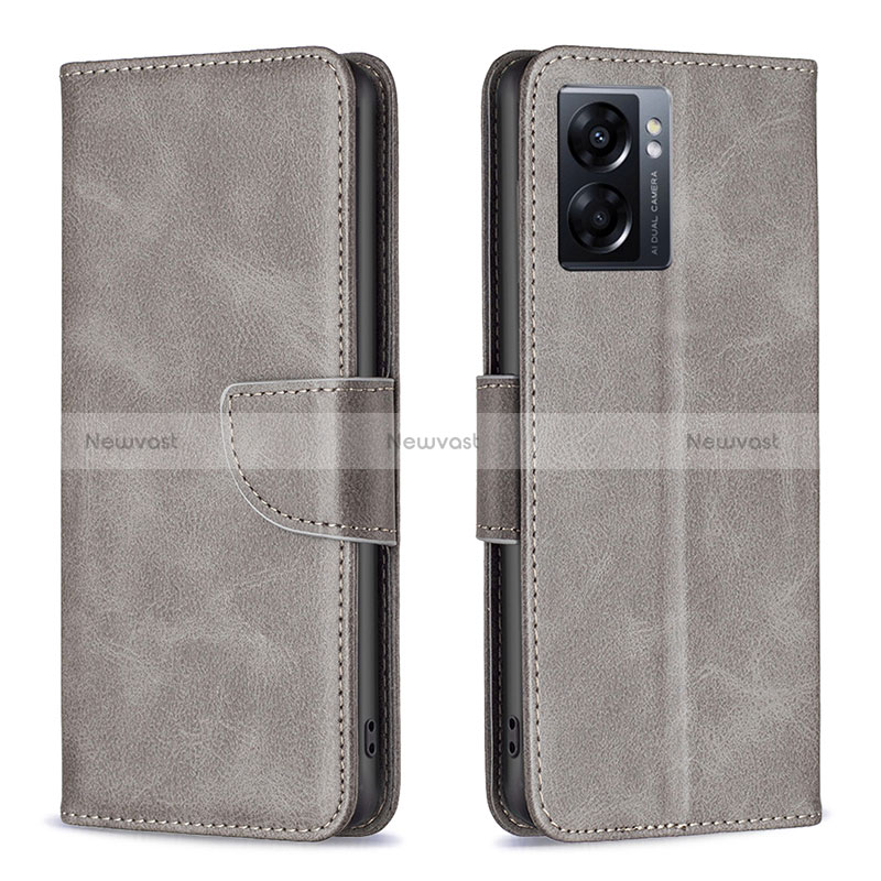 Leather Case Stands Flip Cover Holder B04F for Oppo A56S 5G