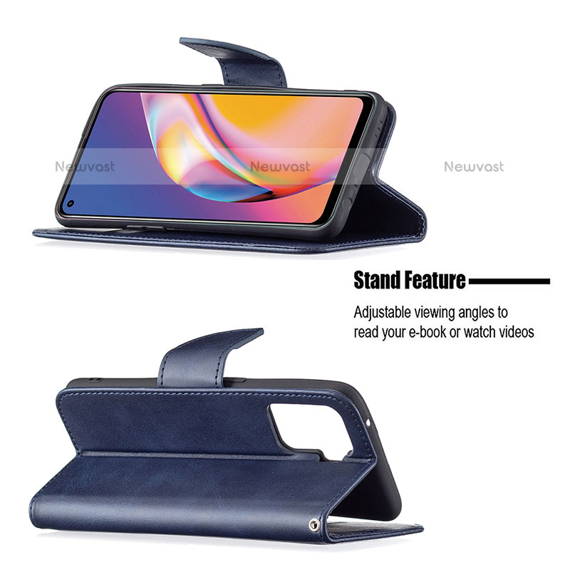 Leather Case Stands Flip Cover Holder B04F for Oppo A94 4G