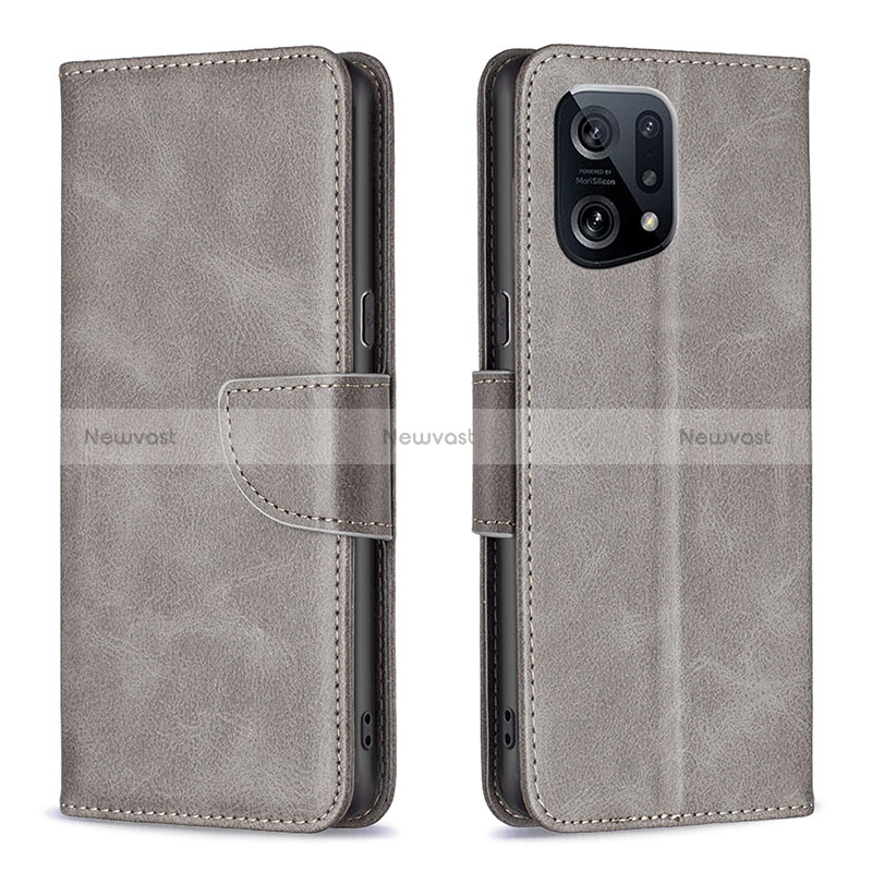 Leather Case Stands Flip Cover Holder B04F for Oppo Find X5 5G