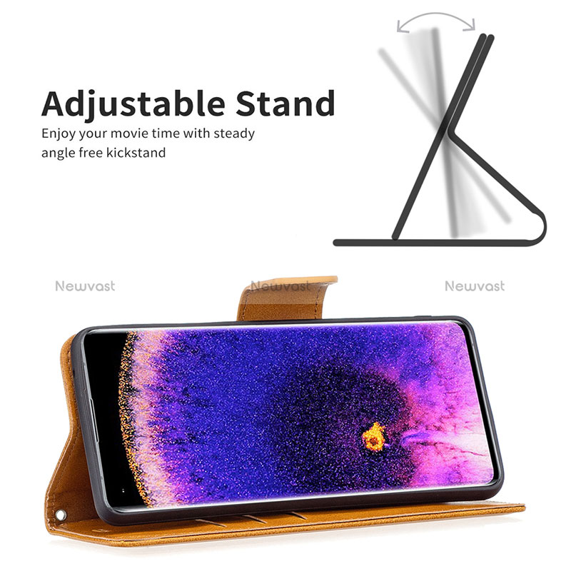 Leather Case Stands Flip Cover Holder B04F for Oppo Find X5 5G