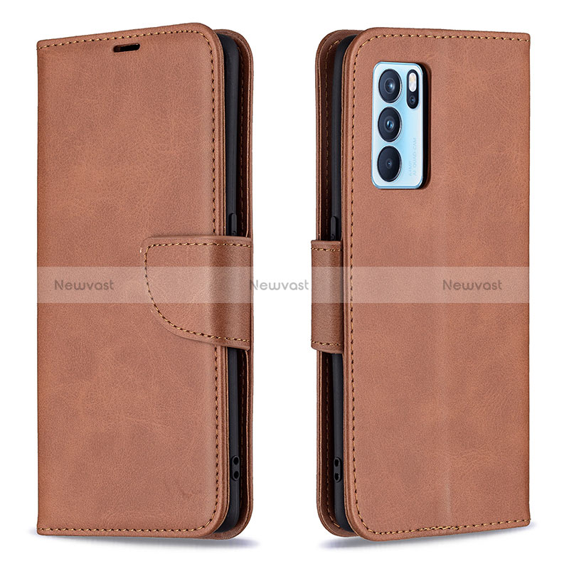 Leather Case Stands Flip Cover Holder B04F for Oppo Reno6 Pro 5G India
