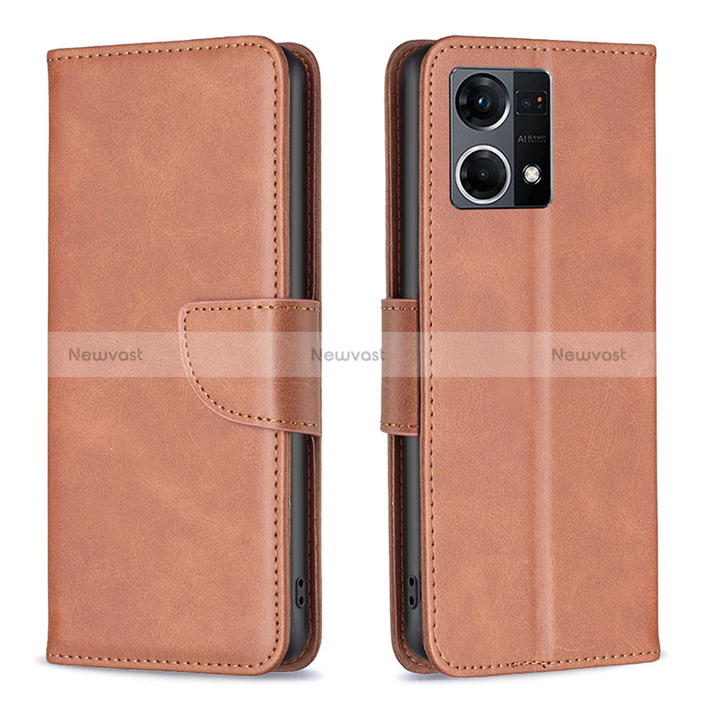 Leather Case Stands Flip Cover Holder B04F for Oppo Reno7 4G