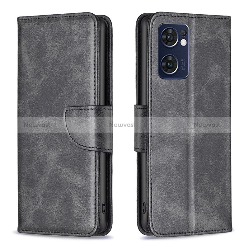 Leather Case Stands Flip Cover Holder B04F for Oppo Reno7 5G