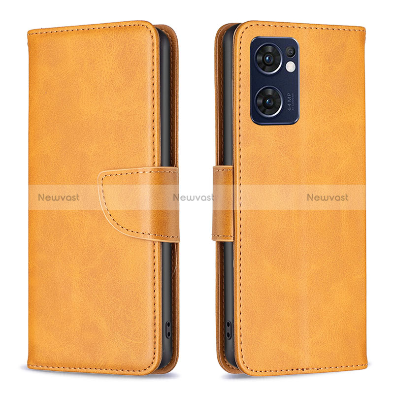 Leather Case Stands Flip Cover Holder B04F for Oppo Reno7 5G