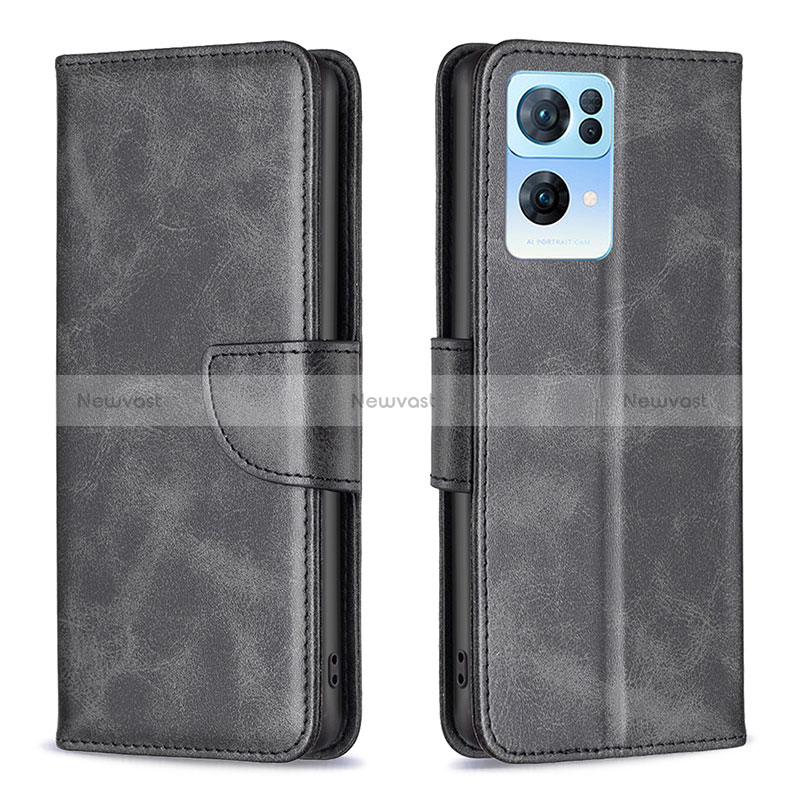Leather Case Stands Flip Cover Holder B04F for Oppo Reno7 Pro 5G
