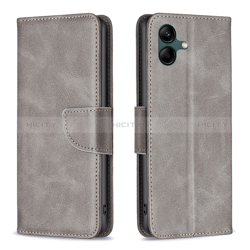 Leather Case Stands Flip Cover Holder B04F for Samsung Galaxy A04E Gray