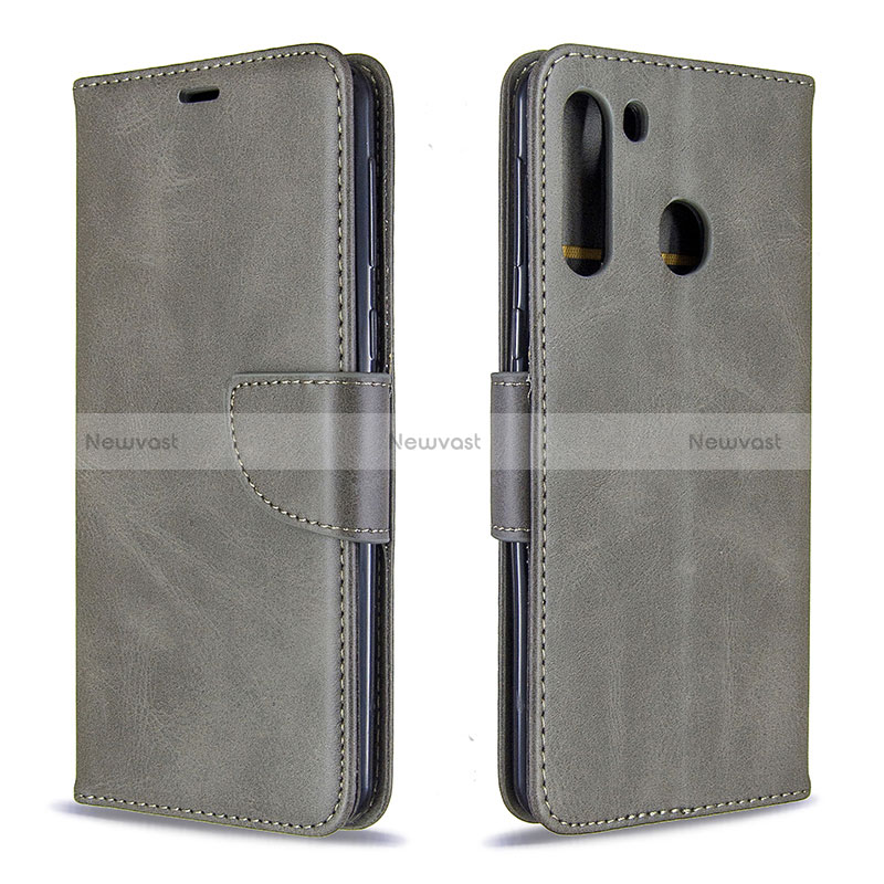 Leather Case Stands Flip Cover Holder B04F for Samsung Galaxy A21