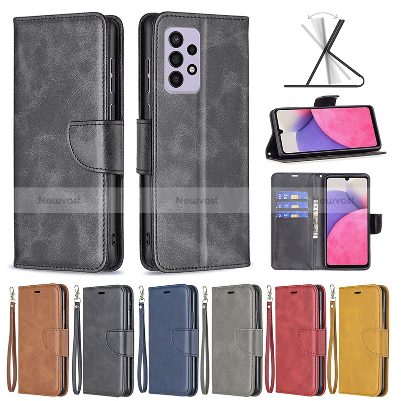 Leather Case Stands Flip Cover Holder B04F for Samsung Galaxy A33 5G