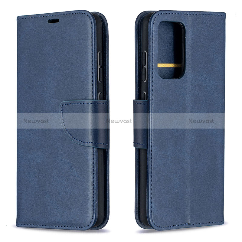 Leather Case Stands Flip Cover Holder B04F for Samsung Galaxy A52 5G Blue