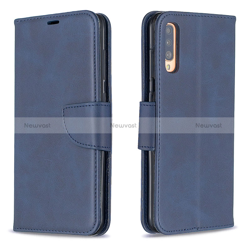 Leather Case Stands Flip Cover Holder B04F for Samsung Galaxy A70 Blue