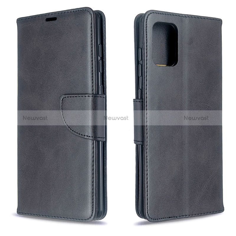 Leather Case Stands Flip Cover Holder B04F for Samsung Galaxy A71 5G Black