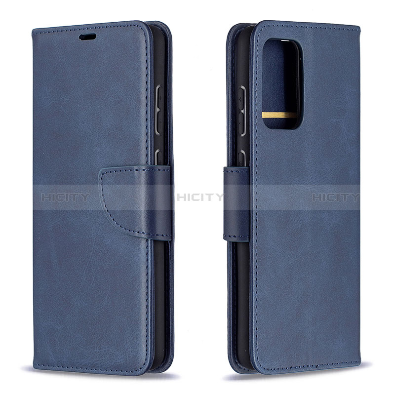Leather Case Stands Flip Cover Holder B04F for Samsung Galaxy A72 5G Blue