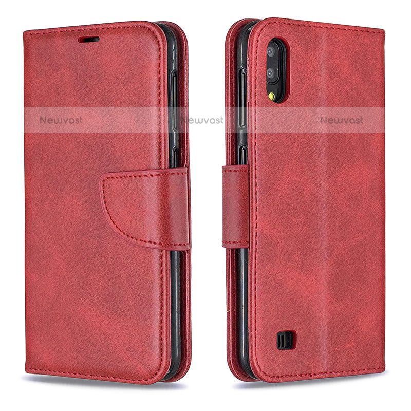 Leather Case Stands Flip Cover Holder B04F for Samsung Galaxy M10 Red