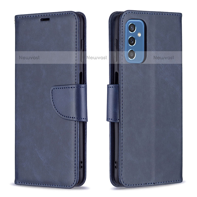 Leather Case Stands Flip Cover Holder B04F for Samsung Galaxy M52 5G Blue