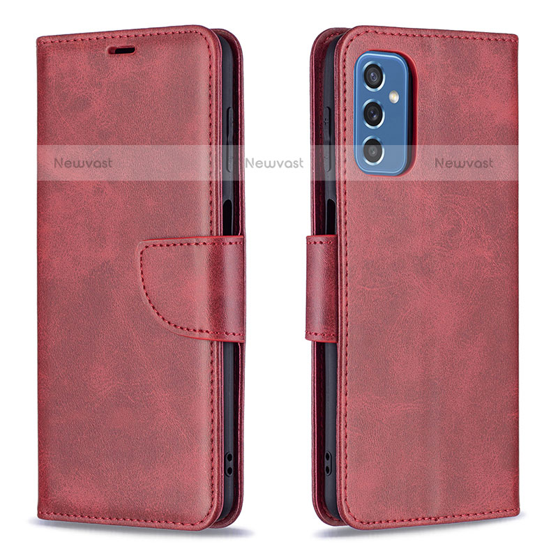 Leather Case Stands Flip Cover Holder B04F for Samsung Galaxy M52 5G Red