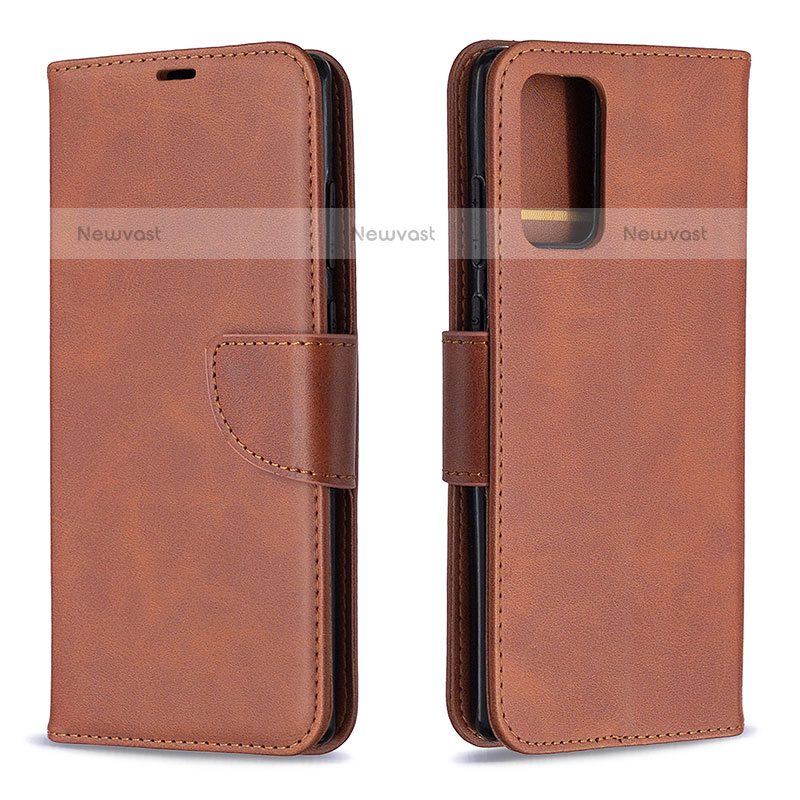 Leather Case Stands Flip Cover Holder B04F for Samsung Galaxy Note 20 5G Brown