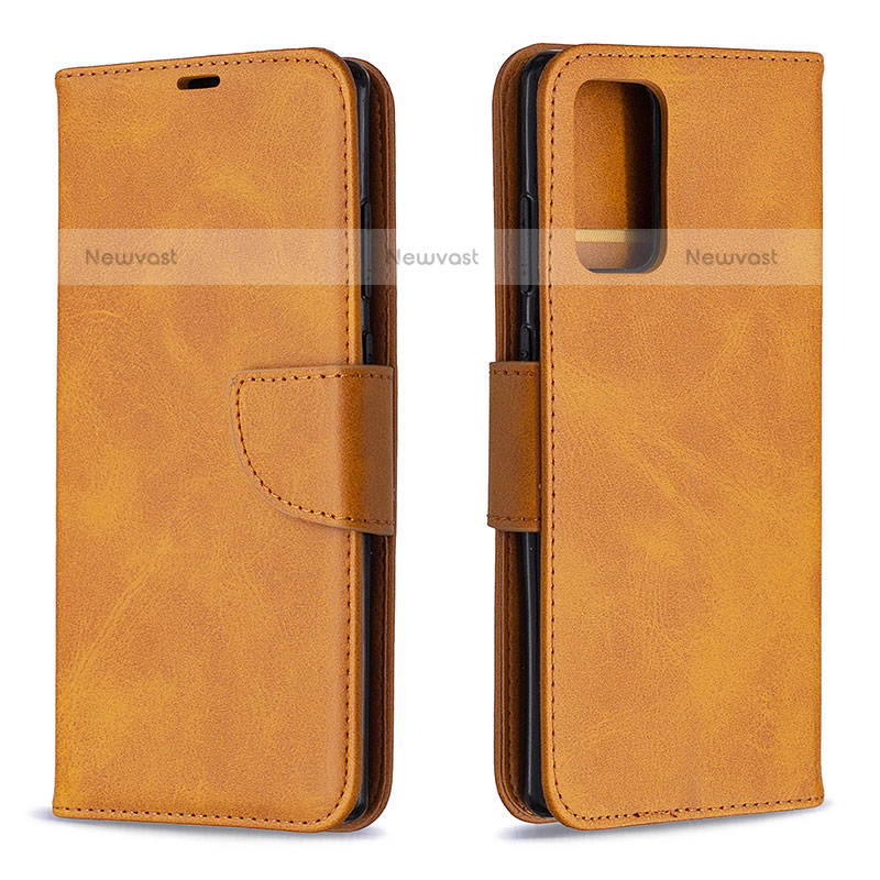 Leather Case Stands Flip Cover Holder B04F for Samsung Galaxy Note 20 5G Light Brown