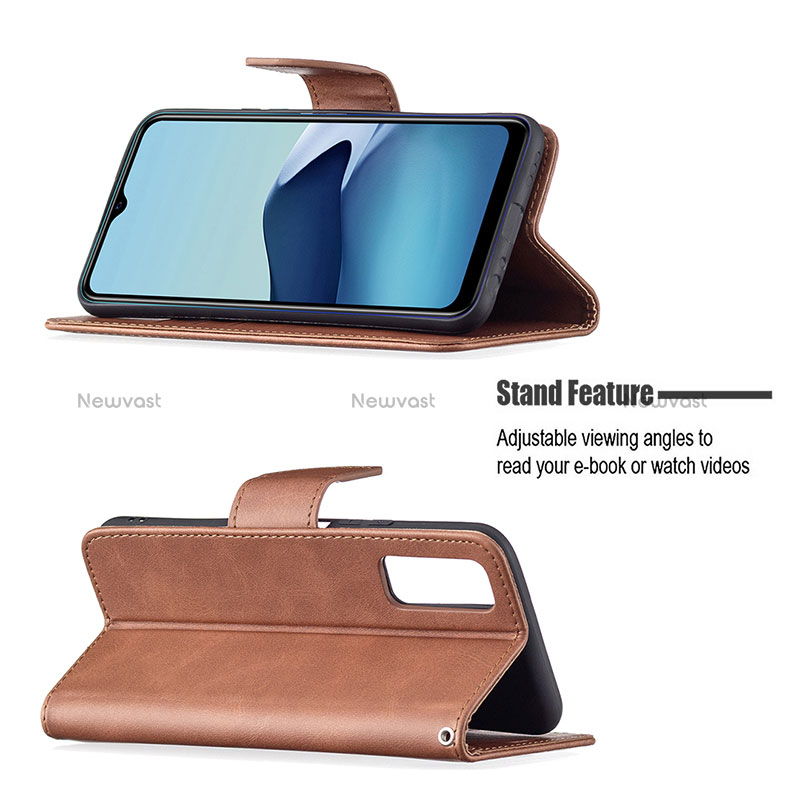 Leather Case Stands Flip Cover Holder B04F for Vivo Y20