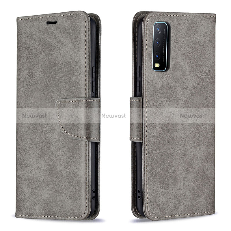Leather Case Stands Flip Cover Holder B04F for Vivo Y20s