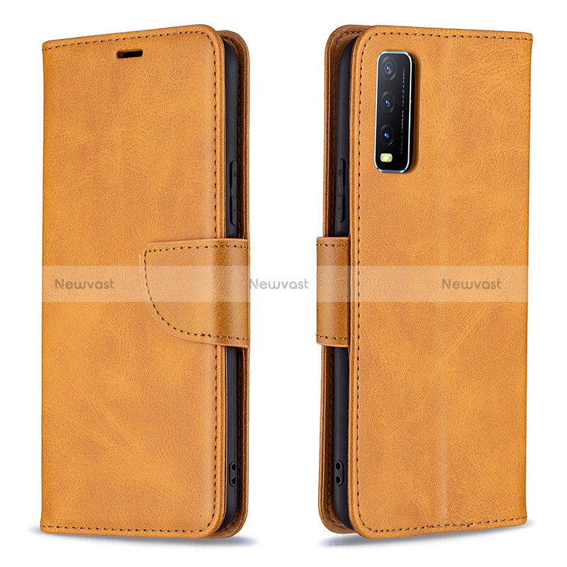 Leather Case Stands Flip Cover Holder B04F for Vivo Y20s