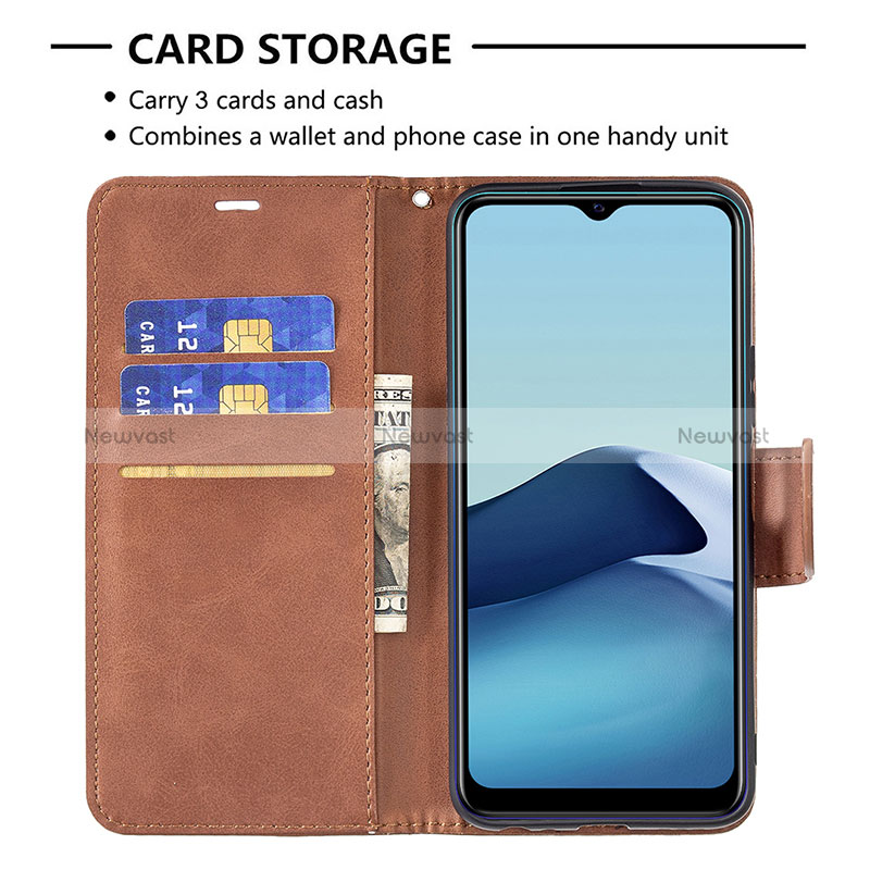Leather Case Stands Flip Cover Holder B04F for Vivo Y20s
