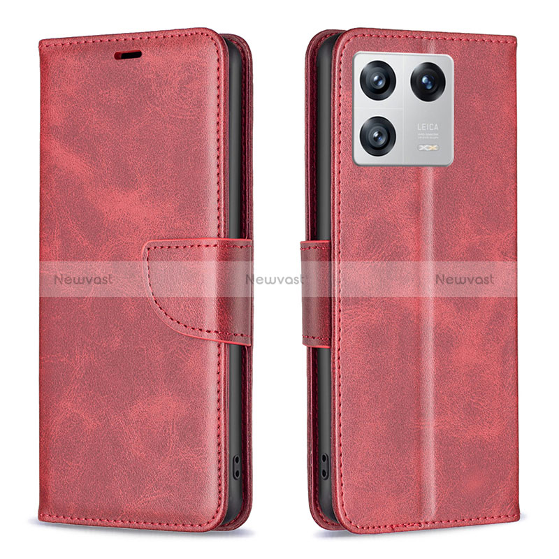 Leather Case Stands Flip Cover Holder B04F for Xiaomi Mi 13 Pro 5G Red