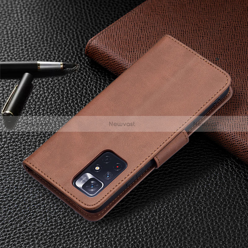 Leather Case Stands Flip Cover Holder B04F for Xiaomi Poco M4 Pro 5G