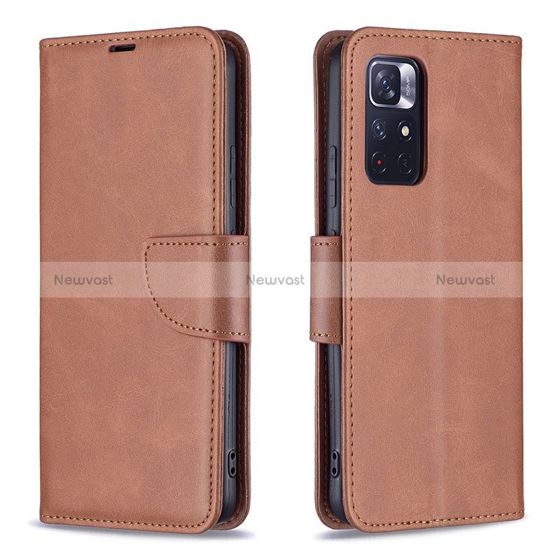 Leather Case Stands Flip Cover Holder B04F for Xiaomi Poco M4 Pro 5G